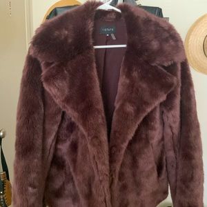 1 STATE WINE PURPLE FUR COAT